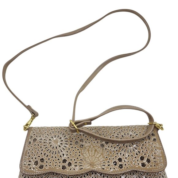 Buco Women's Laser Cut Patent Leather Floral Design Shoulder Bag - Picture 3 of 8